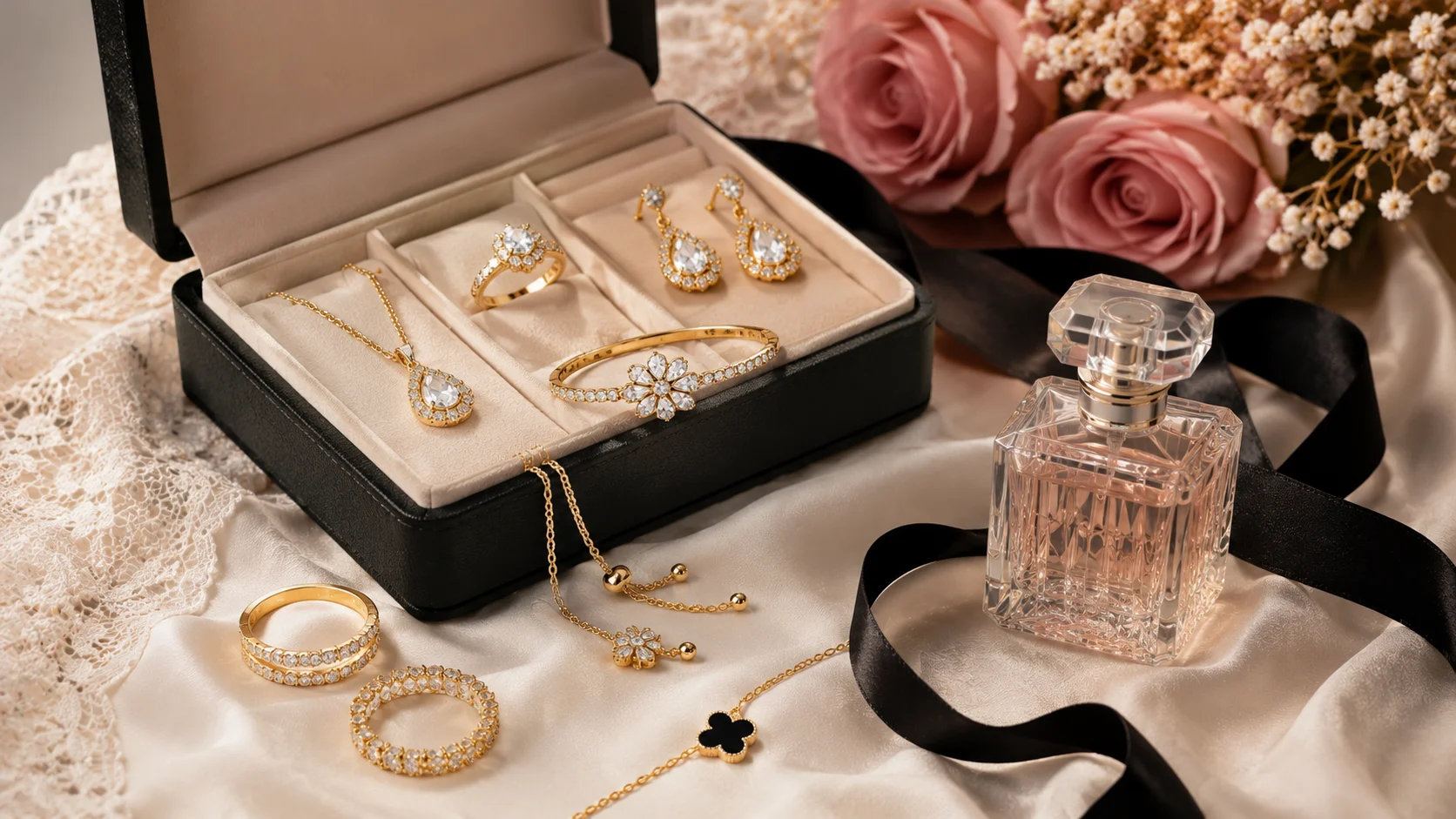 Luxury jewellery gift box with necklace