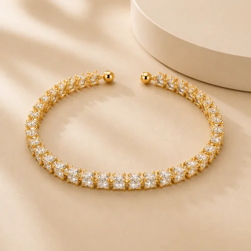 Gold crystal cuff bracelet for women