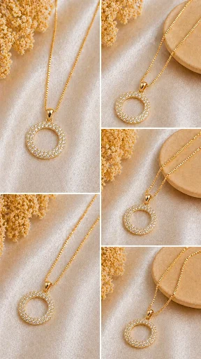Round crystal circle pendant necklace