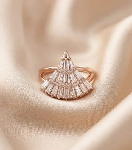 Rose gold crown crystal ring